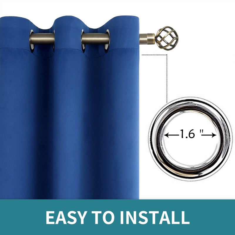 BGment Blackout Curtains for Bedroom - Grommet Thermal Insulated Room Darkening Curtains for Living Room, 52 x 63 Inch, 2 Panels, Royal Blue - Image 5